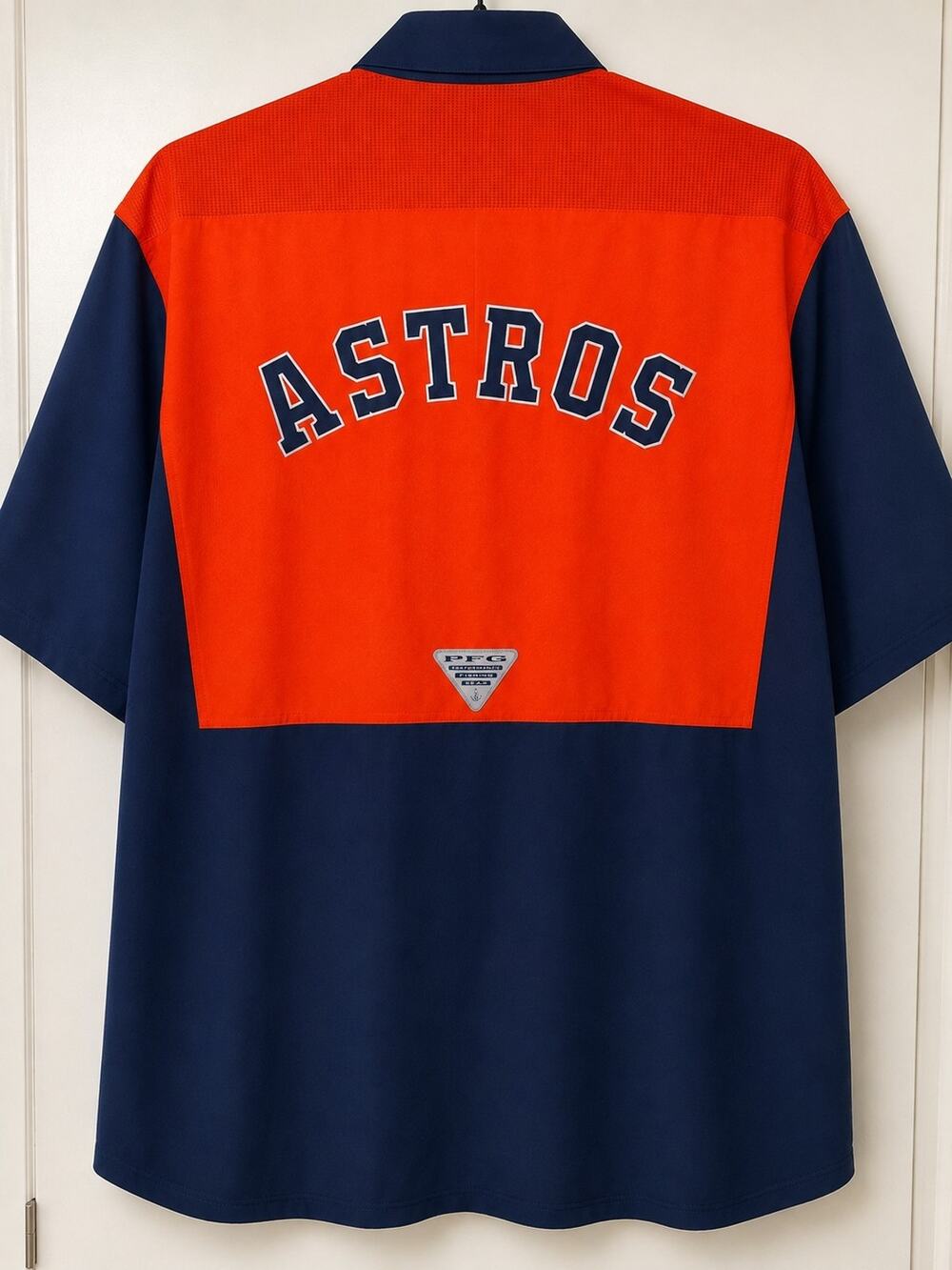Columbia Houston Astros MLB Baseball Button-Down Shirt 2x Navy/Orange